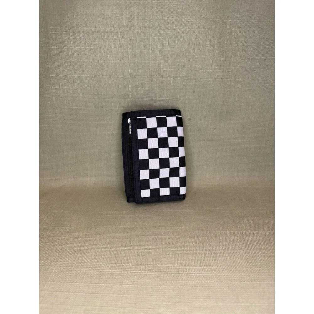 Jeminal Soft Trifold Black And White Checkered Wallet